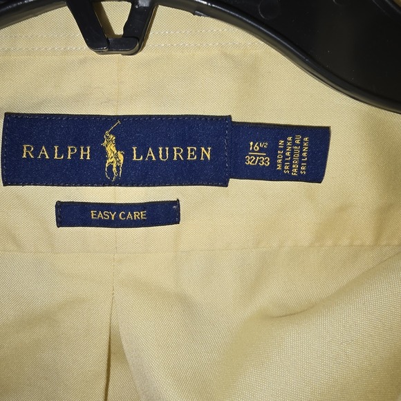 Polo Ralph Lauren 16.5 x 32/33 Yellow Easy Care Cotton Oxford Shirt Long Sleeve - Picture 5 of 8